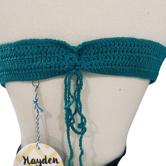 Hayden Los Angeles Crochet Halter Top Teal Festival Boho Summer Y2K NWT One Size - Picture 10 of 10